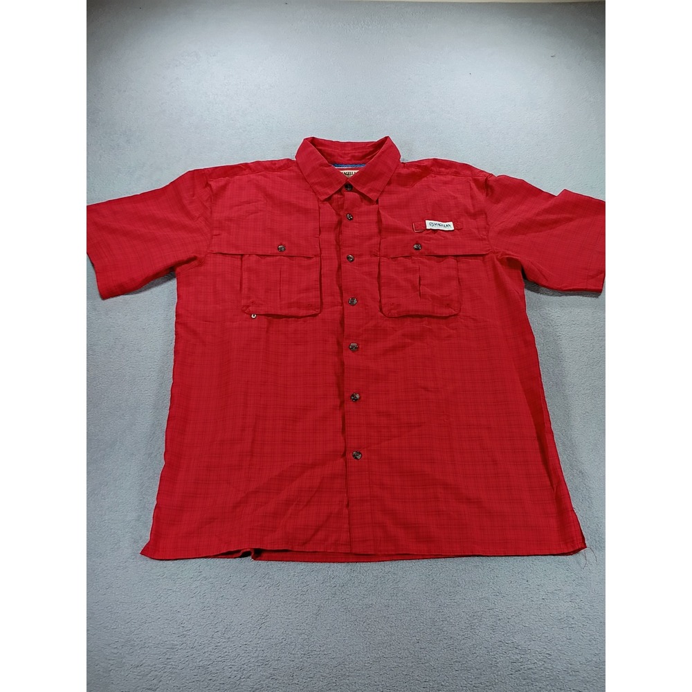 Magellan Mens Fish Gear Red M Relaxed Fit Ventilated Fishing Shirt